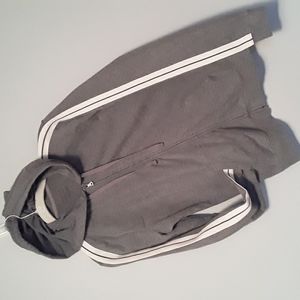 🧨3/$15  New York & Company SPORT Zip Hoodie Gray w/ White/Gray Stripe, Sz XS